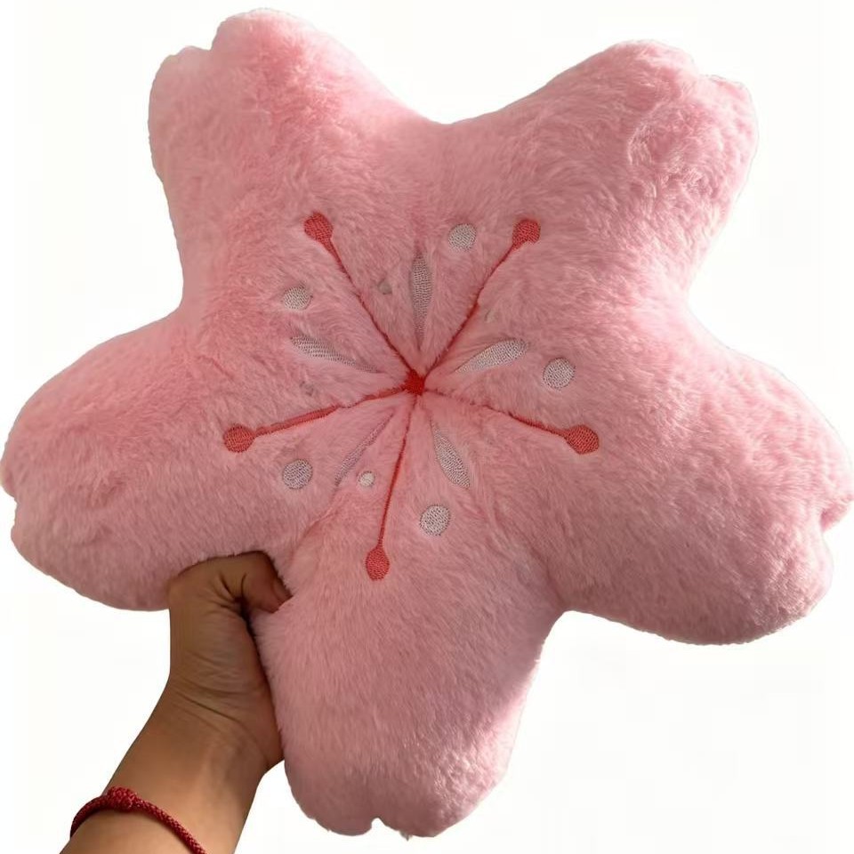 Pink Cherry Blossom Cushion, Cherry Blossom Pillow, Double-Sided Embroidered Flower Sofa Cushion, Office Chair Cushion, Gift Dropshipping