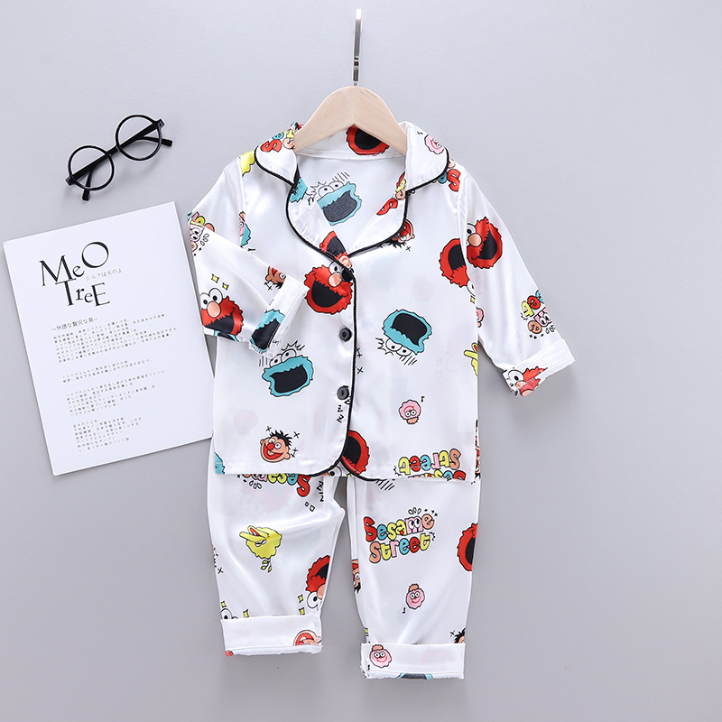 Conjunto de pijama infantil de manga comprida e calça para primavera/outono, ideal para climatização, para meninas de 3 a 7 anos._voghion.com