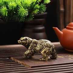 Solid brass big bear penguin desk ornament brass domineering brown bear tea pet antique copper bear dominates the world