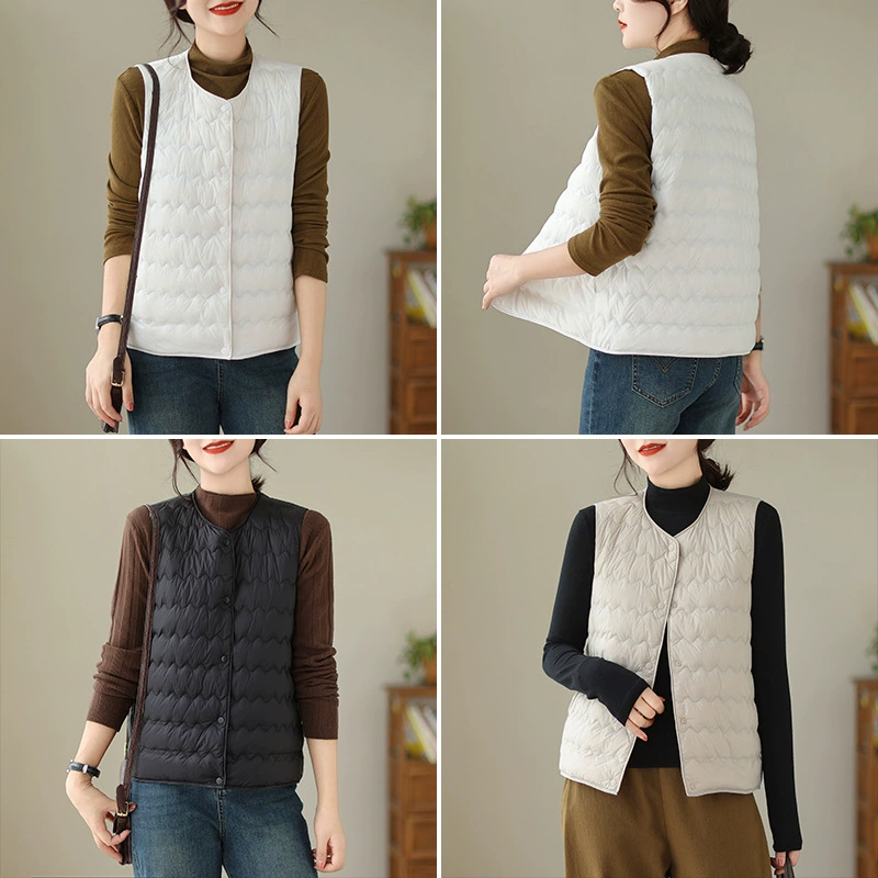 Настоящий выстрел в наличии пуховый хлопковый жилет Женский легкий пуховый хлопковый жилет внутренний жилет верхняя одежда теплое пальто