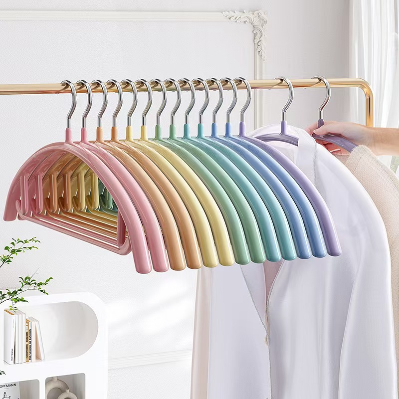 Plastic-Dipped Semi-Circular Rainbow Hanger Bold Hard-Dipped Household Seamless Non-Slip Anti-Shoulder Corner Dry and Wet Dual-Use Clothes Support
