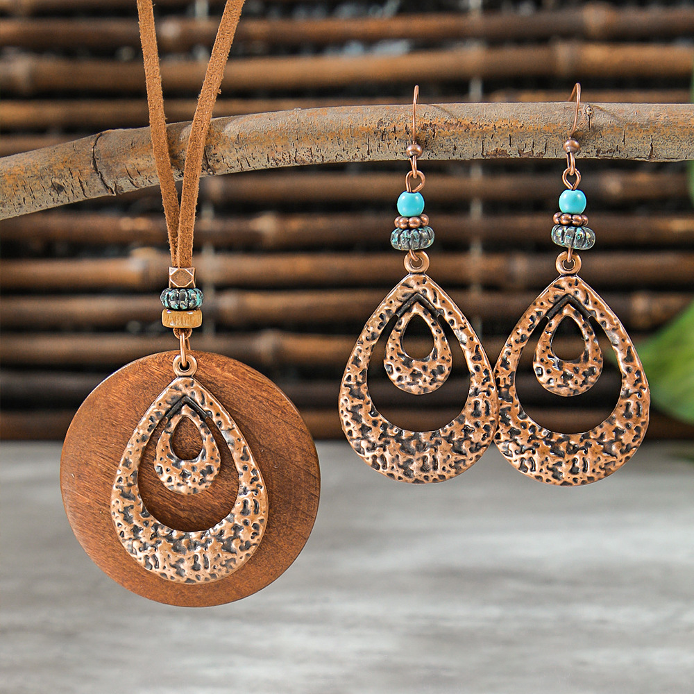 Bohemia Dream Catcher borla pendientes collar de madera estilo étnico largo borla colgante accesorios suéter cadena image 18