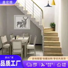 斜爬式双梁旋转楼梯别墅阁楼复式楼梯现代简约直梯钢木楼梯