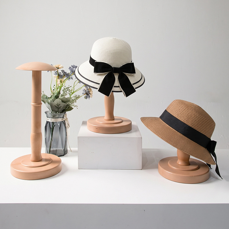 Solid Wood Hat Stand Hat Holder Clothing Store Display Rack Natural Wood Mushroom Head Hat Stand Display Mannequin Head Wig Prop