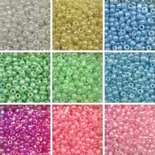 3/4mm珠光ab幻彩實色玻璃米珠 diy彩虹手鏈項鏈 串珠材料飾品配件