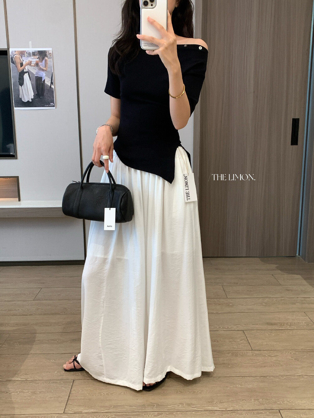 Quần culottes nữ ống rộng cạp cao thiết kế nhún eo phong cách thoải mái — Thẻ nông, màu đen, màu hồng, màu cam chi tiết 26