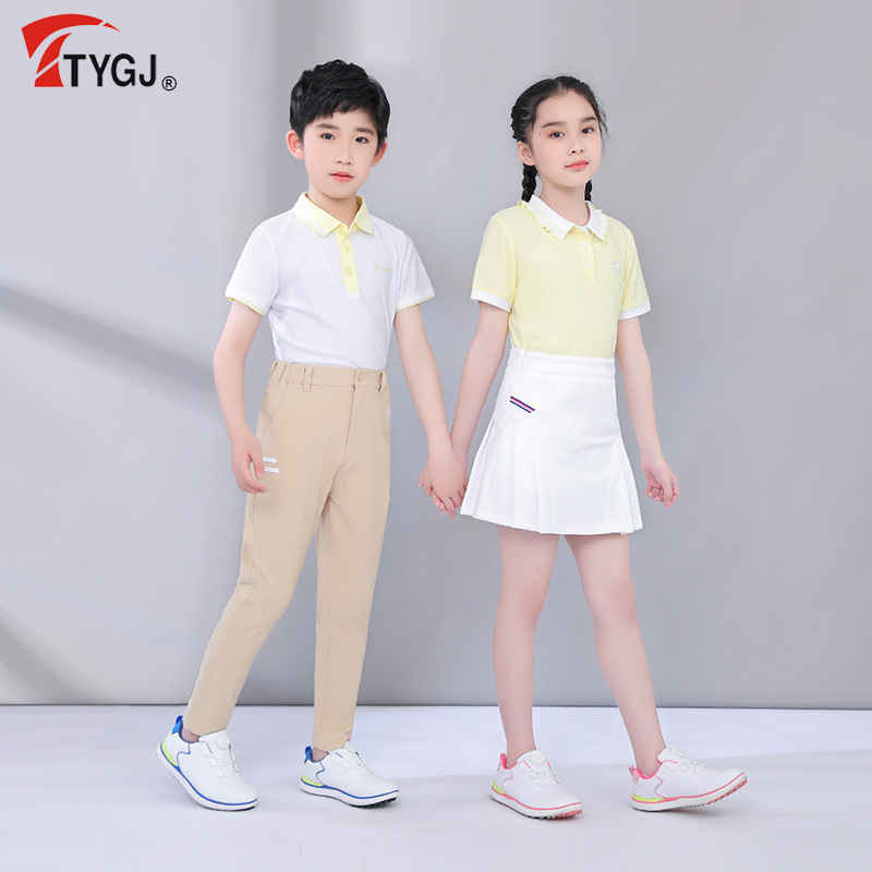 TTYGJ Children's Golf Clothes Boys and Girls Short-sleeved T-shirt Summer Teen Top Sports Clothing Super Elastic