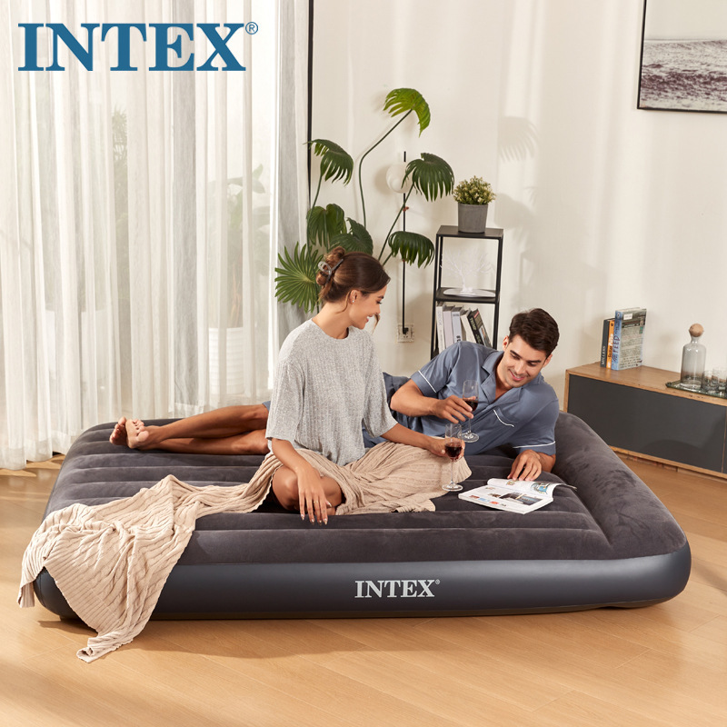 INTEX Inflatable Mattress Double Air Bed Single Extra Large Simple Portable Thickened Built-in Pillow Inflatable Bed