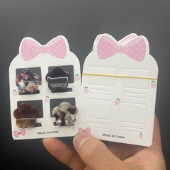 Kp902 Pink Bow Hair Clip Packaging Card Paper Collar Bow Small Claw Holder Four Card Slot Hang Tag Card DIY Accessory