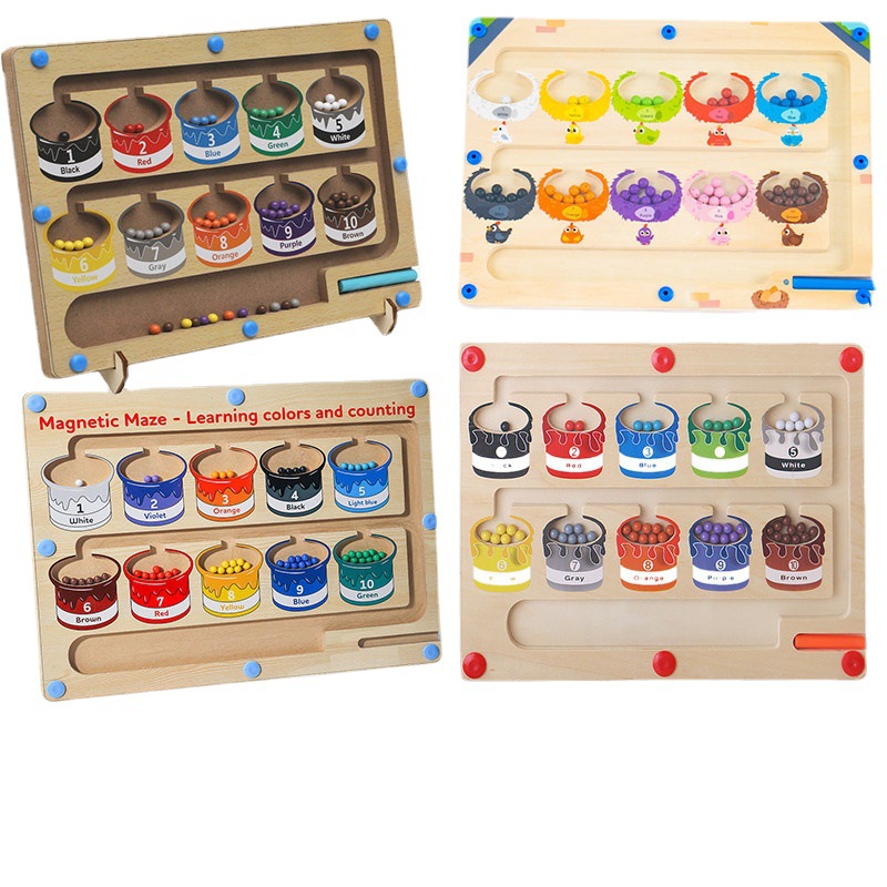 Juguetes de clasificación de color de rompecabezas para niños, juego de cálculo de desplazamiento de cuentas magnéticas, tablero de conteo de madera, ayudas para la educación temprana