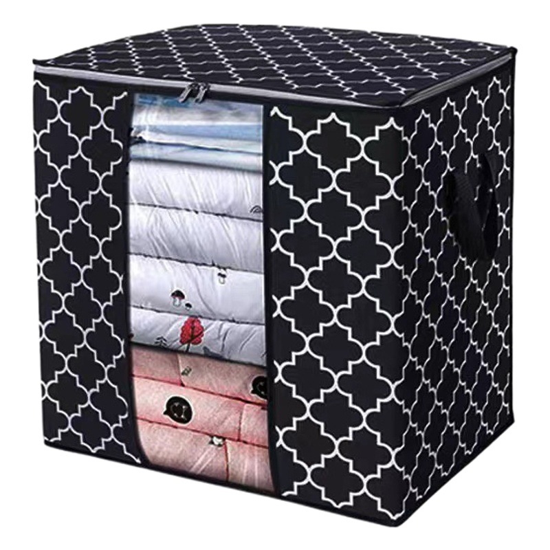 Bolsa de almacenamiento de colcha no tejida transfronteriza ventana bolsa de colcha doméstica armario ropa plegable bolsa móvil al por mayor