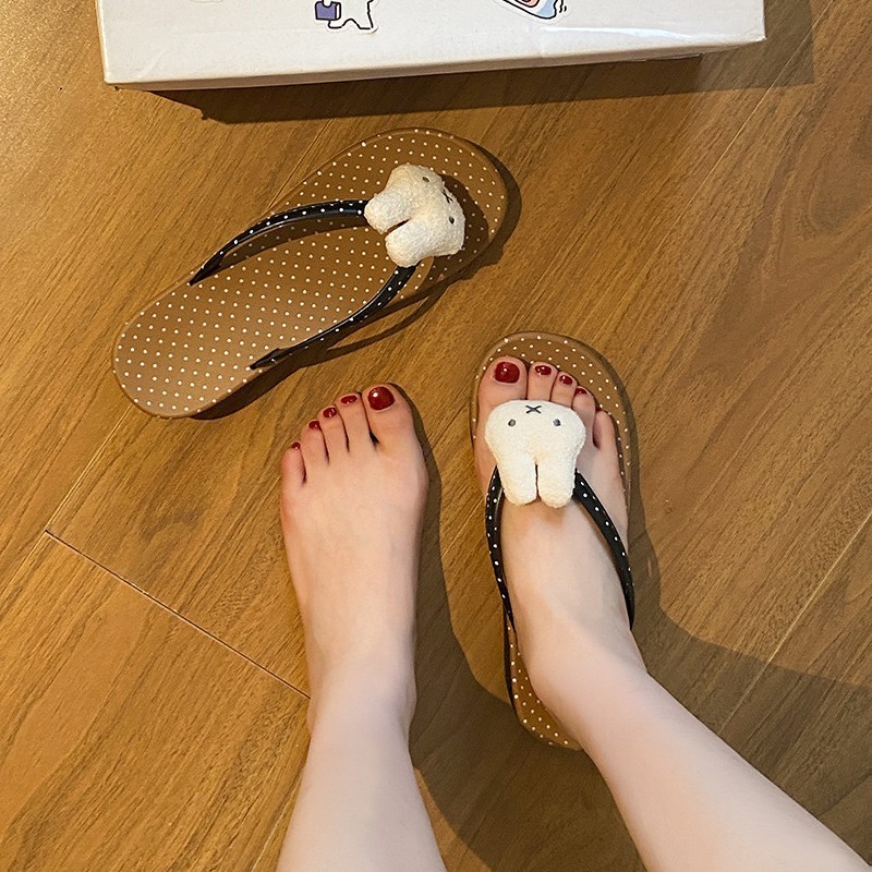 高見えする水玉模様がおしゃれで可愛い白うさぎのアウターウェアは快適で耐久性があり、耐摩耗性が高く、女性用のハイヒールのヘリンボーンサンダルです。|undefined