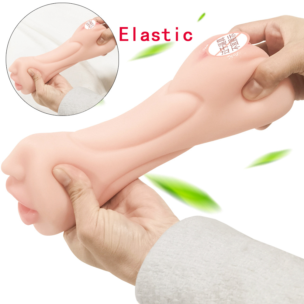 Men's aircraft cup mouth vagina and anus three-hole inverted mold double-headed tongue licking device vaginal buttocks masturbation device adult sex toy