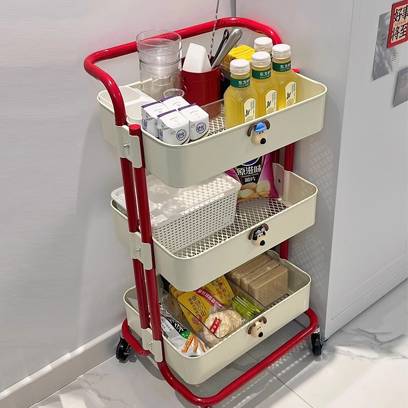 Carrito de almacenamiento de bocadillos de piso a techo Estante de cocina de sala de estar móvil de varios pisos Estante de almacenamiento de herramientas de uñas de dormitorio image 5