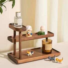 木质樱桃木胡桃木桌上置物架实木杯架茶具收纳架子香水置物架
