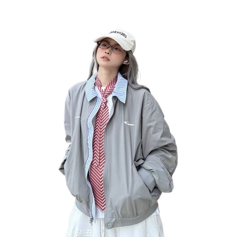 Workwear Jacket, Retro Baseball Jacket, Loose Design For Couples, Casual Flight Jacket, Trendy_voghion.com