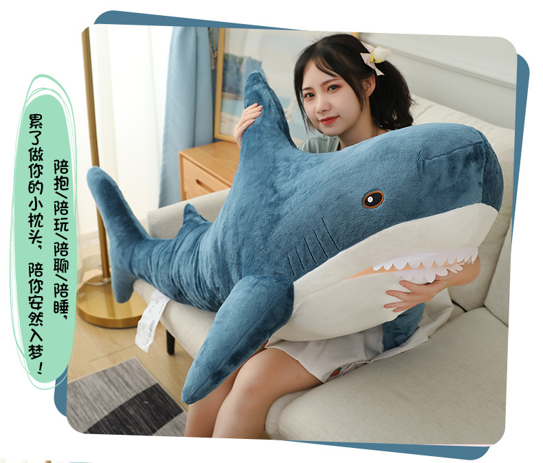 Ah Wu Shark Plush Pillow Toy, Realistic Large Shark Doll, Long Sleeping Leg-Cuddle Pillow, Birthday Gift for Women