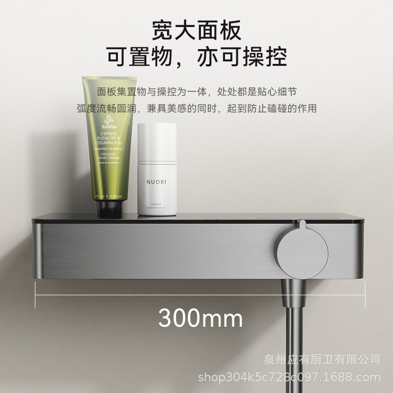 跨境无顶喷花洒套装全铜冷热增压小户型简易家用贴墙置物沐浴分体|undefined
