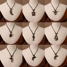 新西兰部落民族风格树脂项链毛利鱼钩仿骨吊坠毛衣链景区旅游饰品