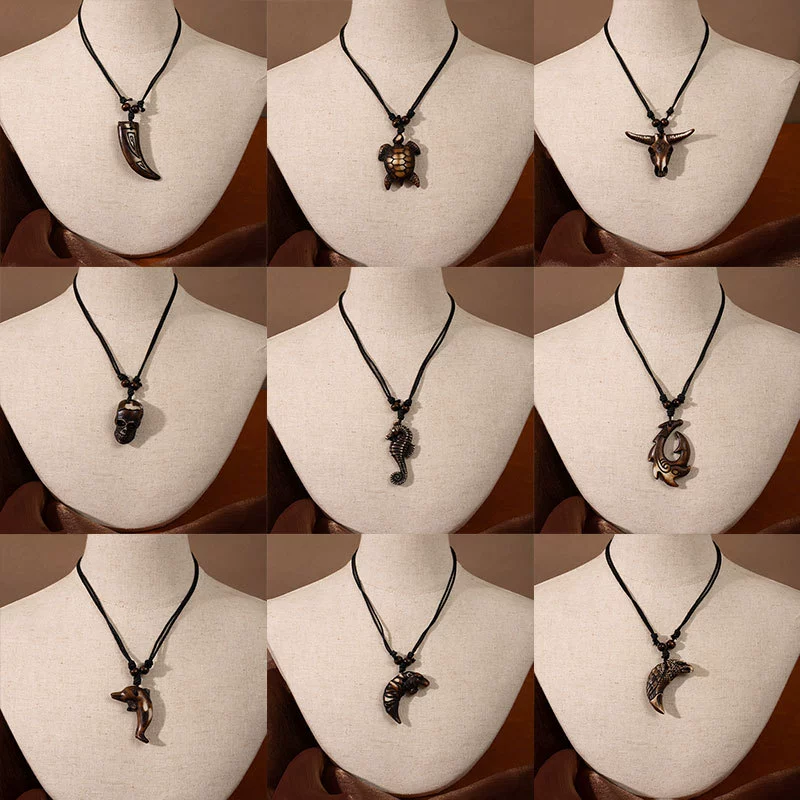 Ожерелье из смолы в этническом стиле Новой Зеландии, морской крючок в стиле маори, имитация кости, кулон, цепочка для свитера, живописные места, дорожные аксессуары