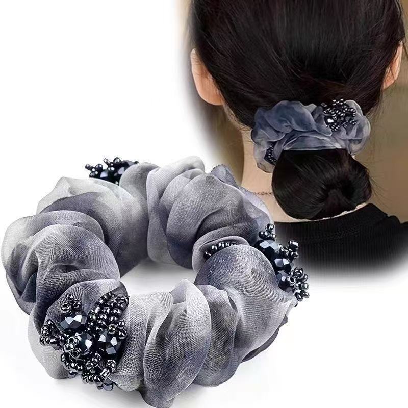Elástico de cabelo scrunchie em tecido floral estilo chinês_voghion.com