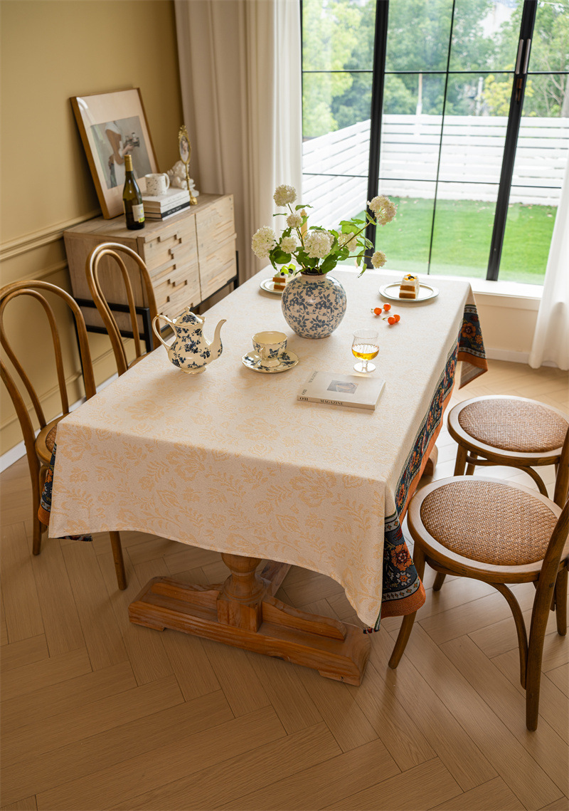 Vintage Jacquard Tischdecke Mit Blumenmuster Im Retro-stil_voghion.com