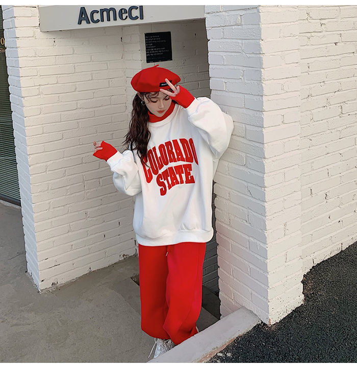 Women's Contrasting Hoodie Active Set For Autumn And Winter_voghion.com