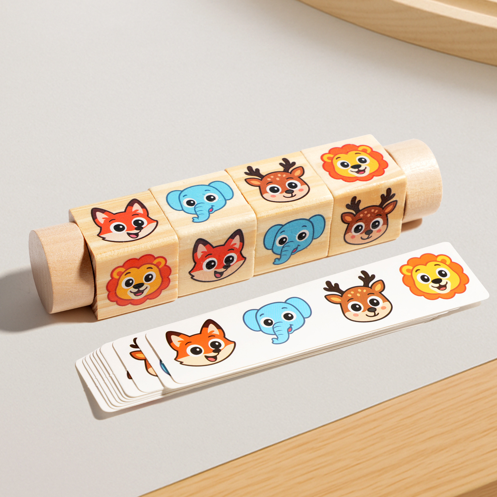 Bloques de Rompecabezas Tridimensionales Transfronterizos, Animales de Dibujos Animados, Frutas y Verduras, Transporte, Juguetes Educativos para Niños, Rompecabezas Giratorio de Madera