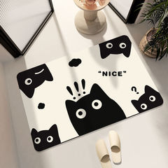 Cute cartoon diatomaceous earth doormat for home use, bathroom entryway, water-absorbent and anti-slip mat, soft diatomaceous earth bathroom foot mat
