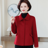 中年女装秋冬新款中老年休闲呢子上衣时尚妈妈装洋气高贵短款外套，女装毛呢外套，妃慕昵服饰