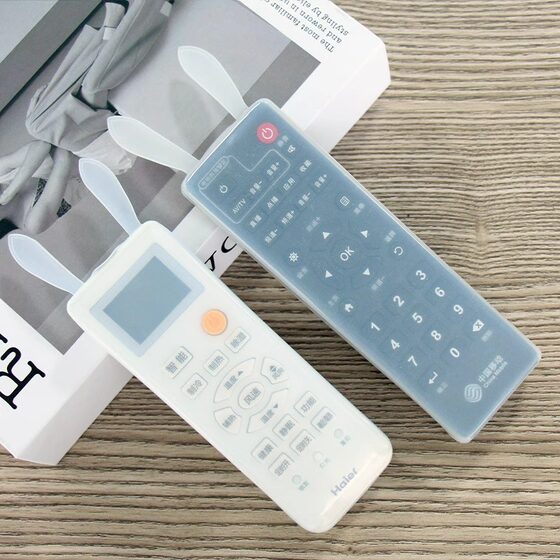 Remote Control Protective Cover Household Dust-proof Transparent Silicone Remote Control Cover Rabbit Ears Cute Air Conditioner Dust Cover Universal