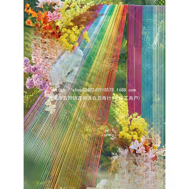 网红彩虹线艺术酒店线婚庆彩虹商场中庭展览装扮装饰户外节日布置