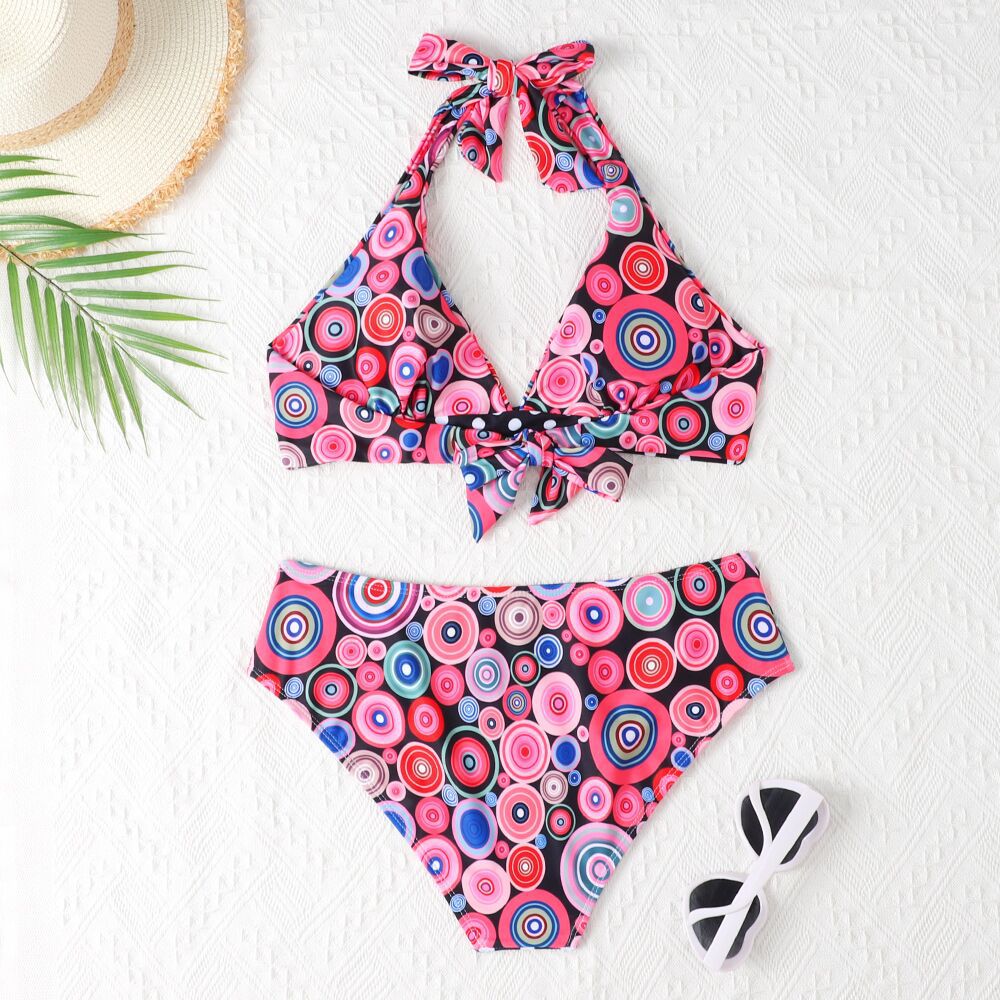 Sexy Bikini Set Mit Hohem Bund Und Muster Für Damen - Bademode_voghion.com