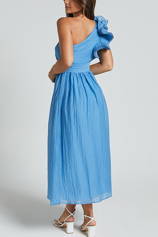 Women's Gender Wholesale Women's Sexy Solid Color Beach Oblique Collar Sleeveless Sheath Dress