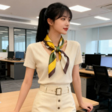 丝巾女百搭春秋小方巾女时尚洋气围巾围脖护颈教师职工礼品丝巾女
