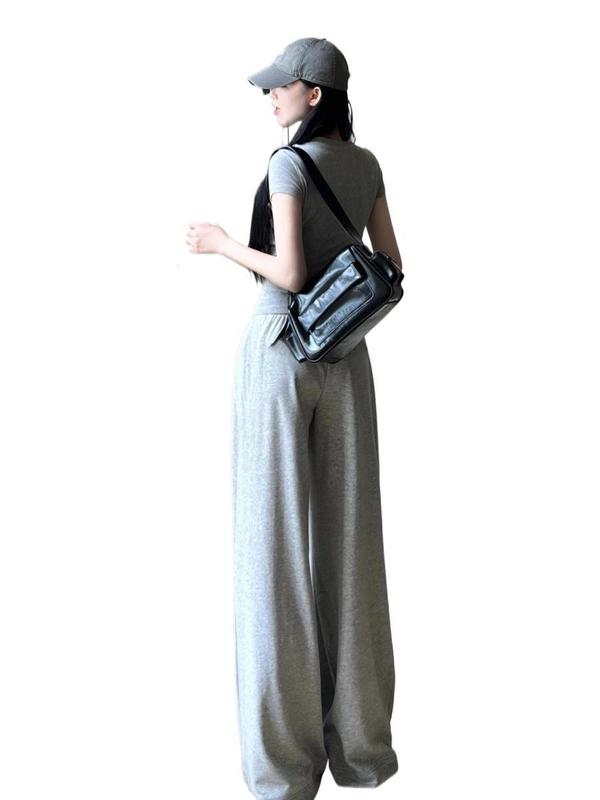 棉运动服套装女夏季宽松韩版时尚洋气修身短袖阔腿裤休闲两件套|undefined