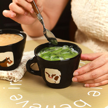 ins创意原创手绘卡通可爱牛马小清新萌趣家用杯儿童牛奶杯早餐杯