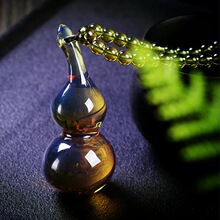 蜜蜡琥珀项链挂件男女款多米蓝珀吊坠葫芦 净水毛衣链