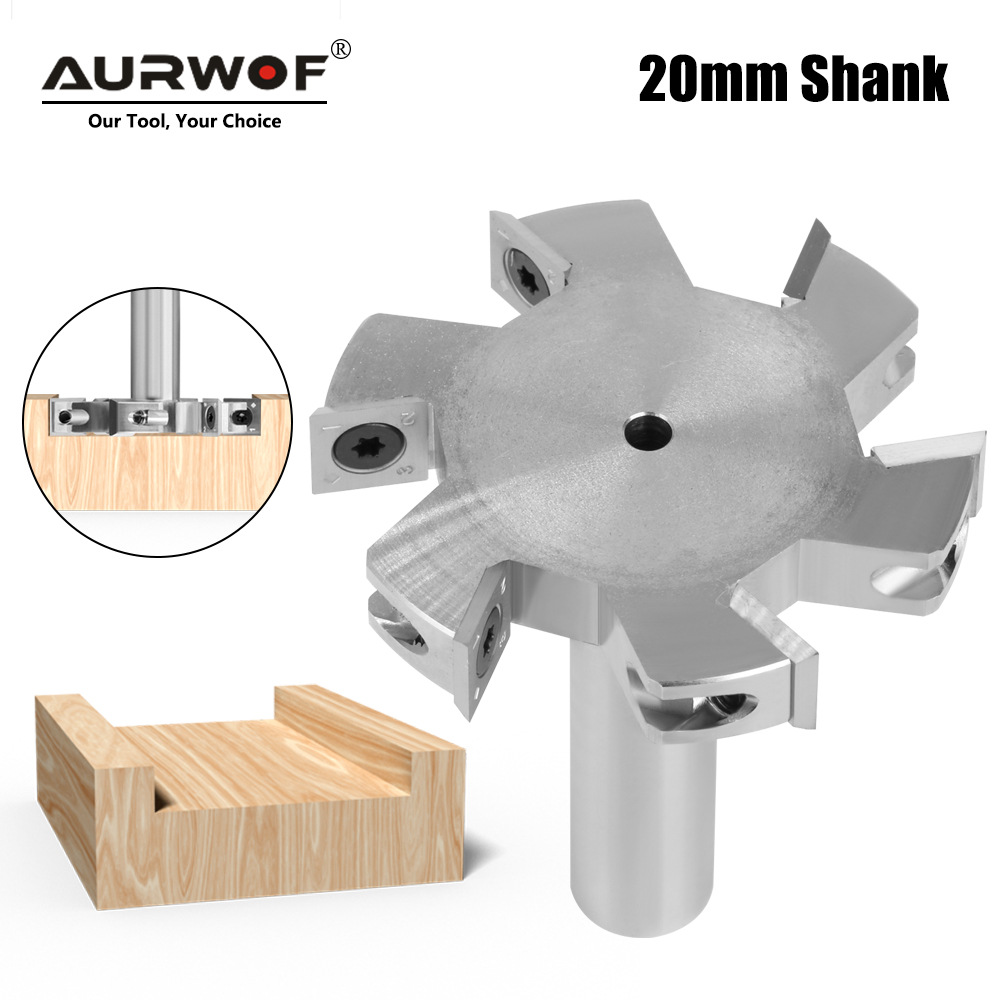 20柄六刃T破板刀圆柄开槽刀钨钢合金木工铣刀拉槽铣刀修边T型榫刀