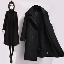 2025新款秋冬加夹棉毛呢外套女中长款气质宽松赫本风加厚呢子大衣
