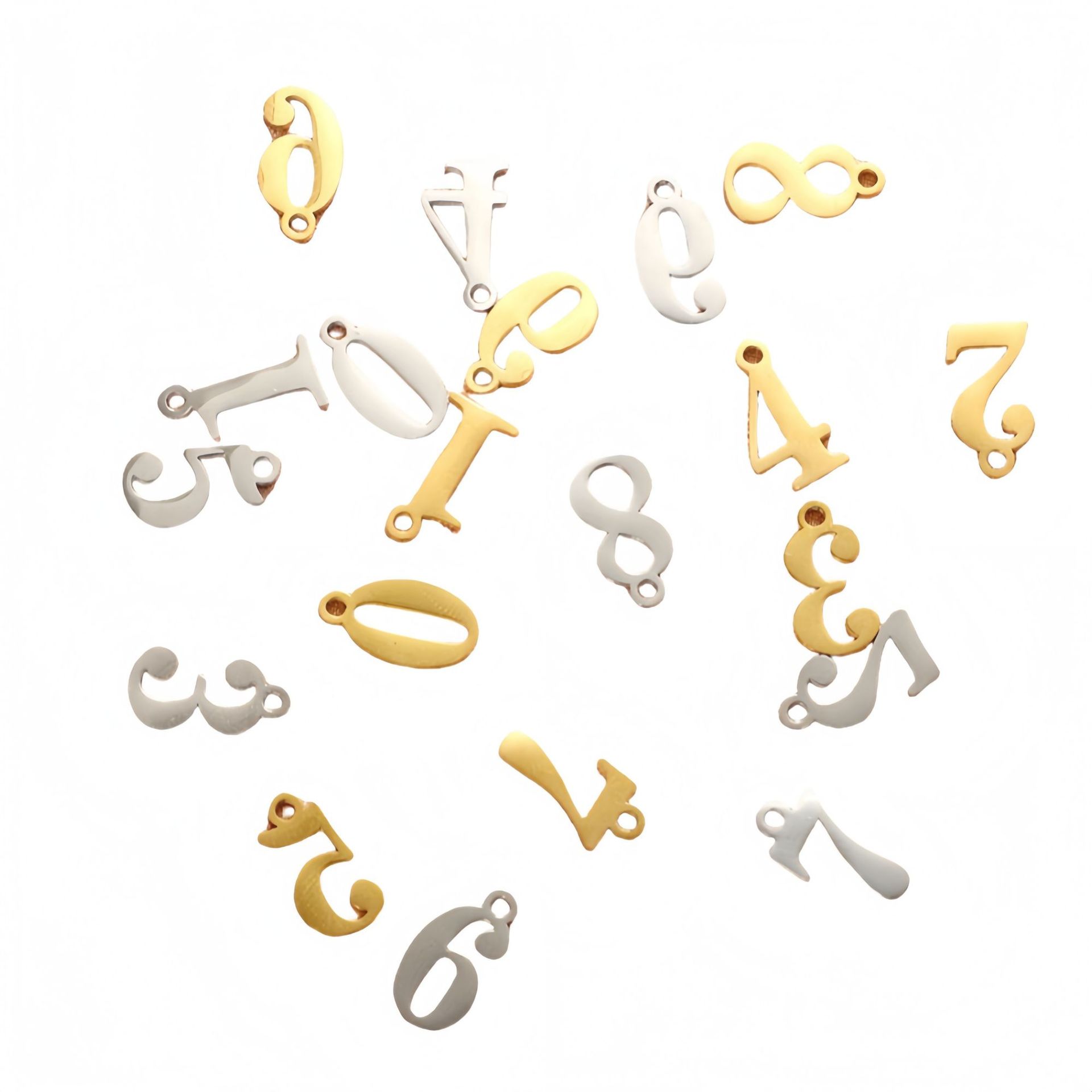 跨境镜面不锈钢数字吊坠项链饰品配件手链挂件个性生日情侣