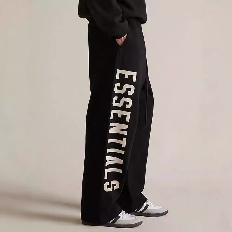 New Autumn and Winter ESSENTIALS American Big Standard Printed Straight fleece-lined Trousers Sports Casual Pants for Men and Women