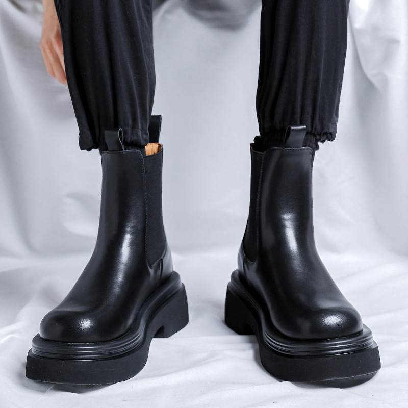 English style autumn and winter plush new mid cut boots, handsome motorcycle Martin boots 5015-R_voghion.com