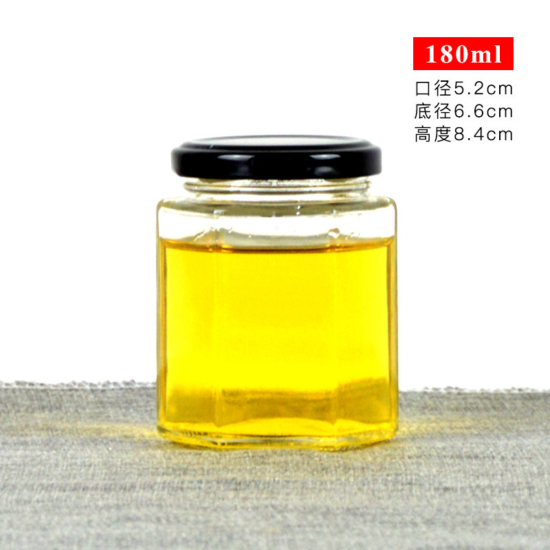 六棱玻璃瓶现货六角蜂蜜瓶子一斤酱菜瓶罐头瓶可蒸煮果酱燕窝瓶|undefined