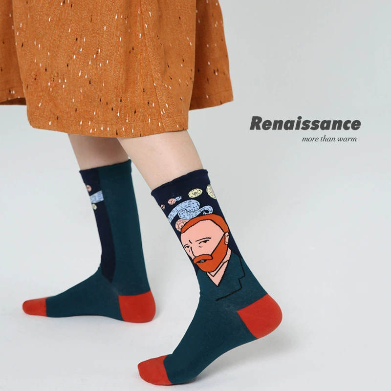 文艺复兴 Genuine design retro trend cotton knee socks, mid-length, internet celebrity, wholesale
