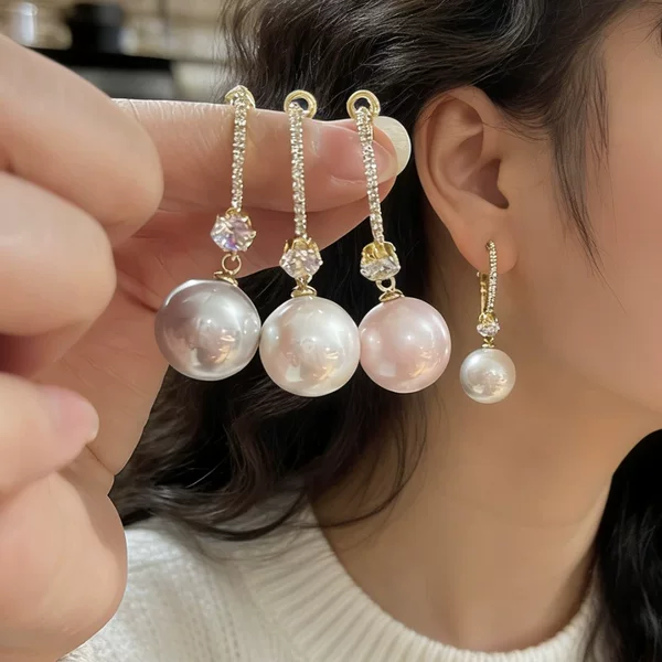 Pearl Bow Earrings, Internet Celebrity Hot-Selling Zircon Hollow Earrings, 2026 New Model, Light Luxury French Style Silver Needle Earrings for Women