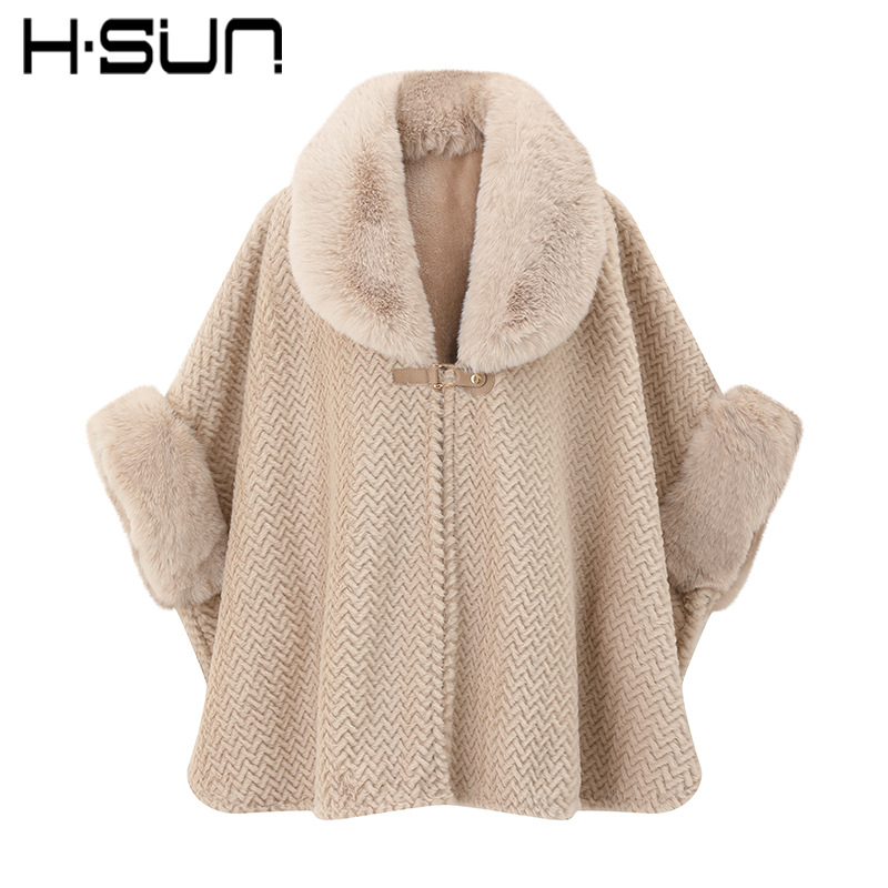Chal de invierno de alta gama con cuello de piel, abrigo tipo cárdigan de color liso, felpa gruesa y cálida, de longitud media, talla grande, para mujer.