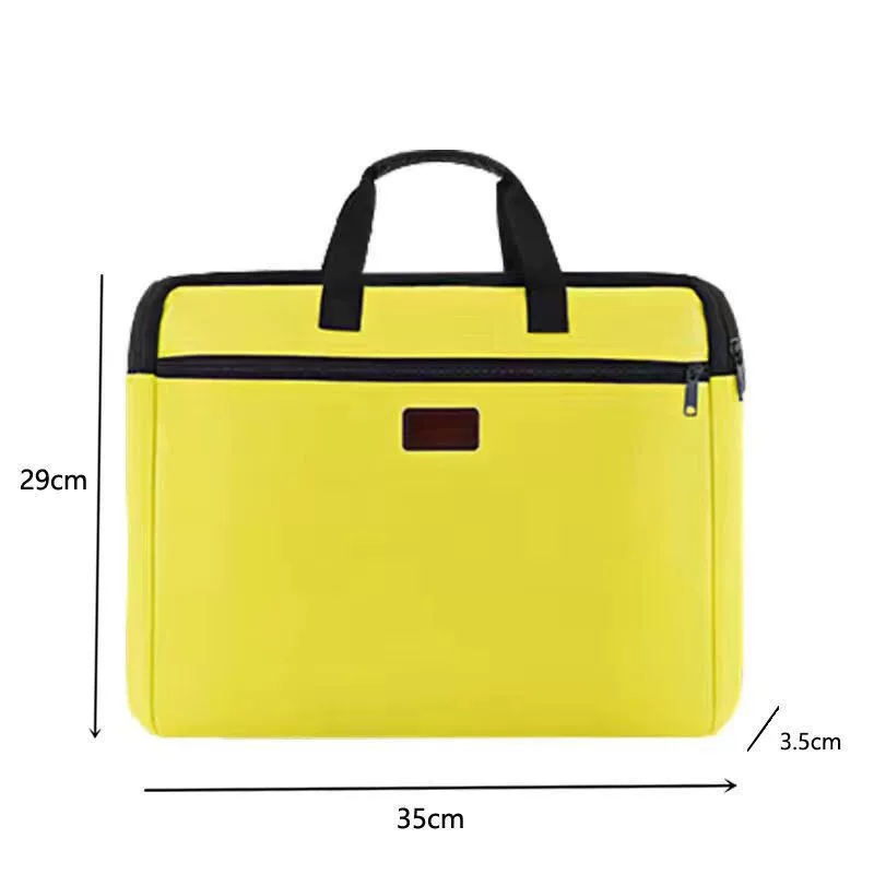 Handheld capacious cloth bag for documents with zipper, files bag for folders