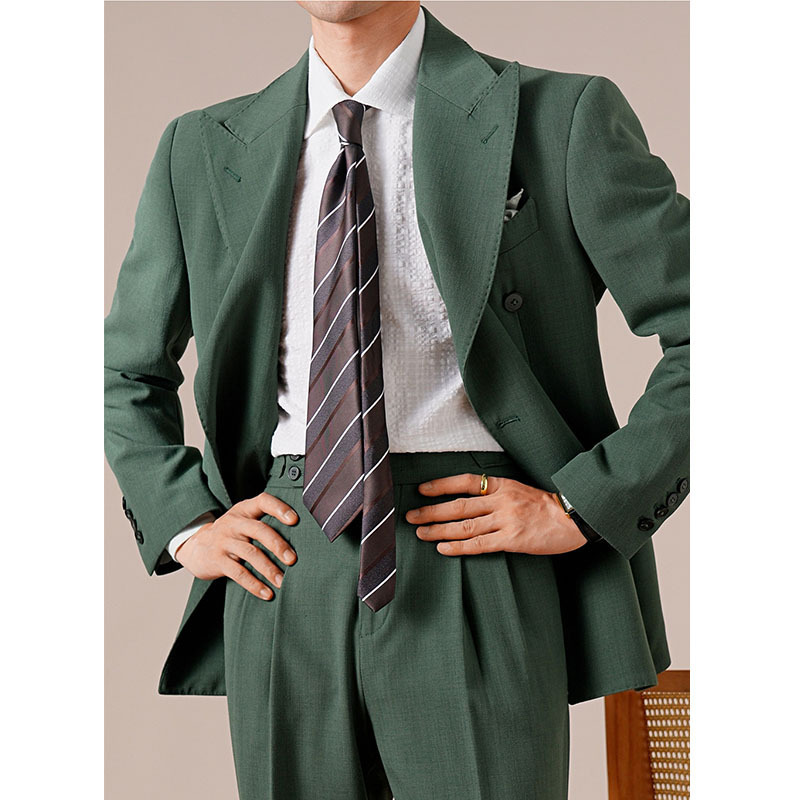 Suit Double-Breasted Men's Suit High-End Wedding Business Casual Manufacturer Wholesale Custom Korean Style Slim Fit