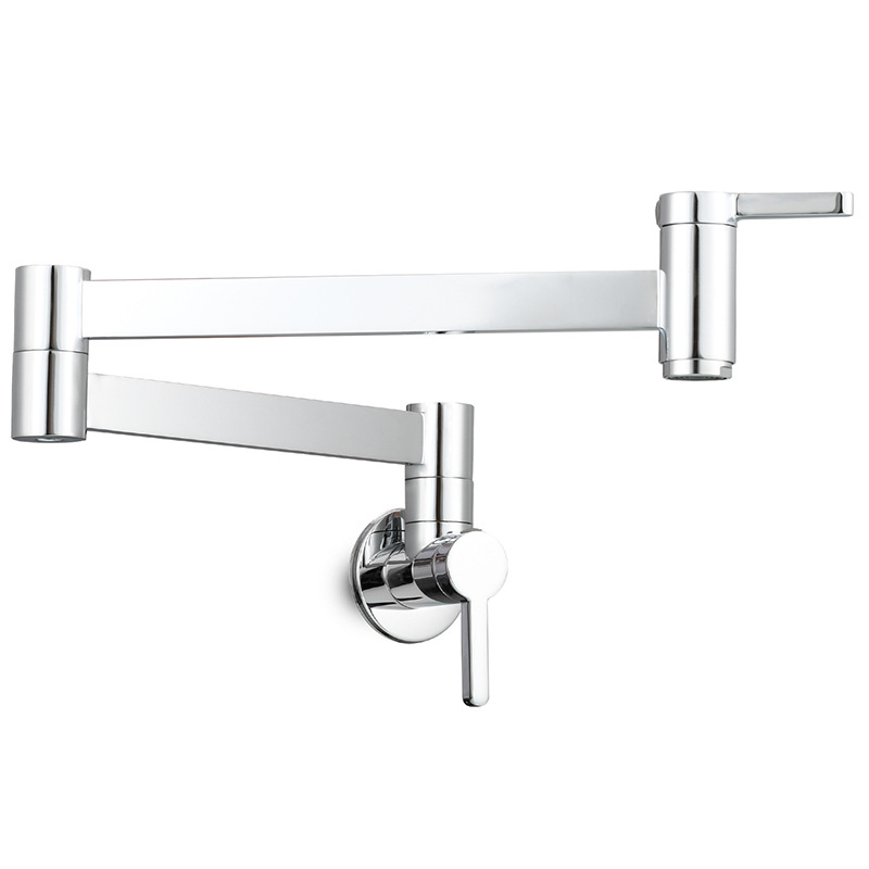 Cuadrado de cobre doble interruptor Cuenca del grifo de la cocina montado en la pared plegable solo grifo de frío piscina MOP grifo alargado